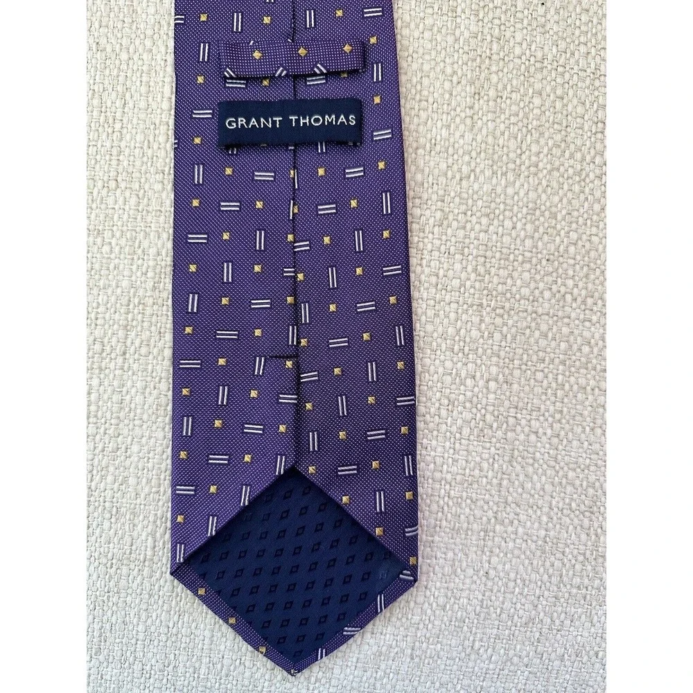 Grant Thomas Men's Tie‎ - 100% Silk - Purple Squares - 60